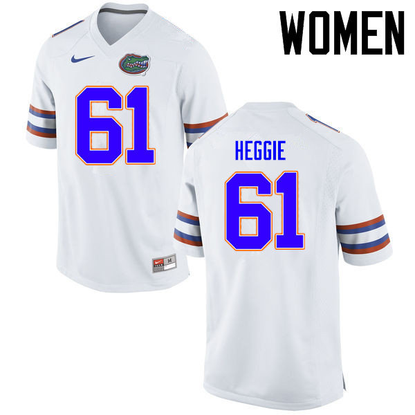 Women Florida Gators #61 Brett Heggie College Football Jerseys Sale-White